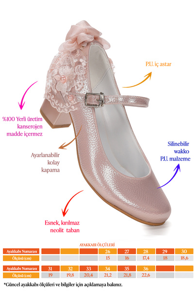 KARAMAZI 754 Vakko Günlük Kız Çocuk 4 Cm Topuk Babet Ayakkabı