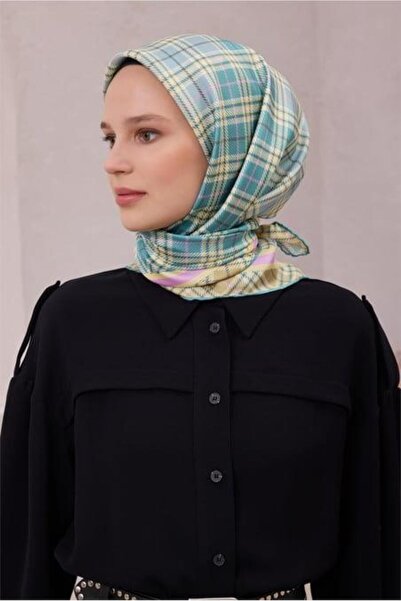 Belli Eșarfă Tivil Pure Silk 4218 - 83 Model în carouri albastre