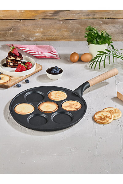 FALEZ Black Line 28 cm 7 Göz Döküm Pankek Tava
