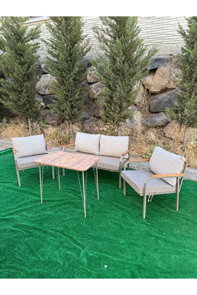 Huga Mobilya Alya Bahçe Takımı, Balkon Mobilyası, Metal Kanepe, Cafe Mobilyası, Çay Seti Koltuk Takımı 2 1 1