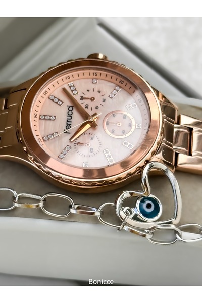 Ferrucci Rose Gold Renk ,Çelik Kordon, Su Geçirmez Garantili, Kadın Kol Saati...
