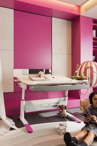 Creo Mobili Sirius Standart Çekmeceli Kız Çocuk Çalışma Masası, Yükselik ve E...