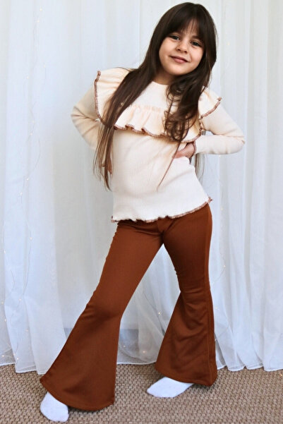 Parla Kids Girl's Adel Body - Long Sleeve, Ruffle, Spanish Leggings, Trousers and Cinnamon Tracksuit Set