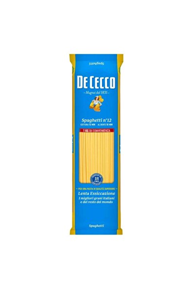De Cecco Spaghetti No:12 Makarna 1 Kg – Klasik Sert Buğday Spagetti, Bronz Kalıp
