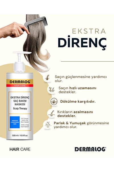 DERMALOG Dökülen Ve Yavaş Uzayan Saçlar Için Ekstra Direnç Hızlı Saç Uzatma Yardımcı Maske 500 ml