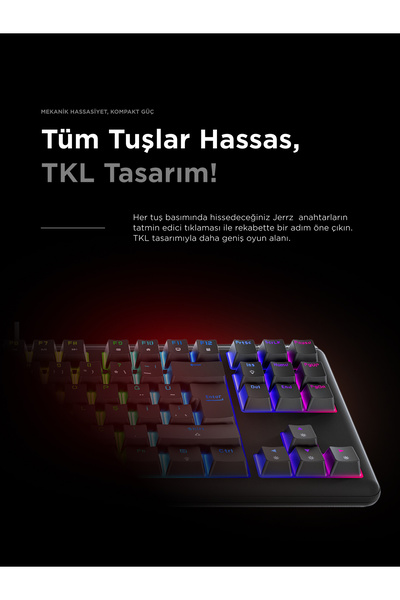 Rampage Claw Blue Switch Rainbow Tkl Anti Ghosting Mekanik Oyuncu Klavyesi