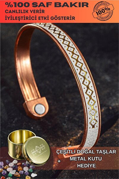 OSMANLI GÜMÜŞ Erkek Kadın Bakır Bileklik - Üstü Hakiki Deri Mıknatıslı Model ...