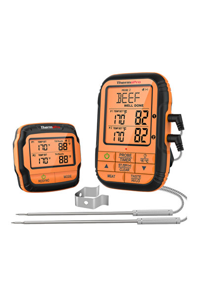 ThermoPro TP28C 2Problu Zamanlayıcılı 150m Kablosuz Barbekü/Mangal Profesyone...