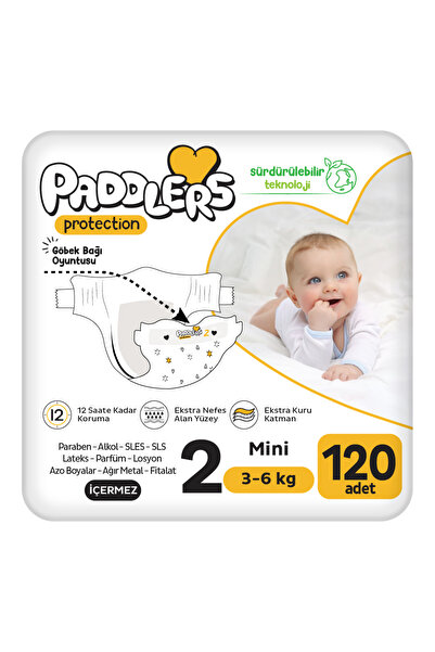 Paddlers Protection Bebek Bezi 2 Numara Mini 120 Adet (3-6 Kg) 2'li Jumbo Set