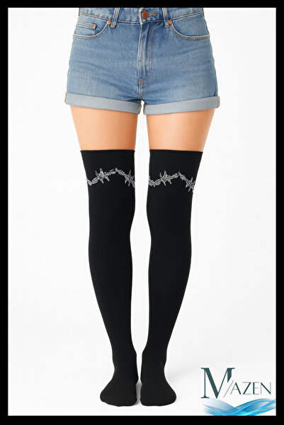 MAZEN Șosete lungi pentru genunchi Sosete pentru școală Sosete înalte (36-42)