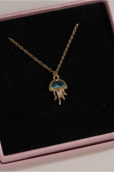 AŞIK ACCESSORIES قلادة فولاذية بتصميم قنديل البحر مع تفاصيل حجرية