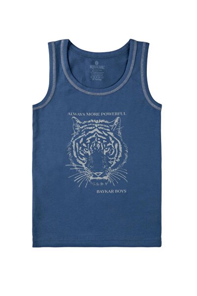 BAYKAR Erkek Çocuk Pamuklu Aslan Baskılı Oval Yaka Atlet Tişört 3'lü Paket Gri
