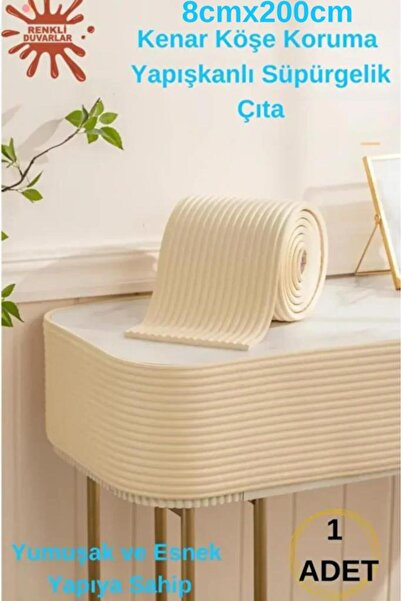 Renkli Duvarlar 8cmx200cm 1 Adet Yapışkanlı Meva Krem Lambiri model Çıta Süpürgelik Tablo Tavan Koruyucu Kenar Çıta