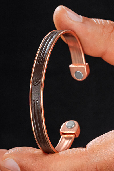 Otto Man Steel Jewelry Erkek Kadın Bakır Bileklik Hakiki Deri Viking İskandin...