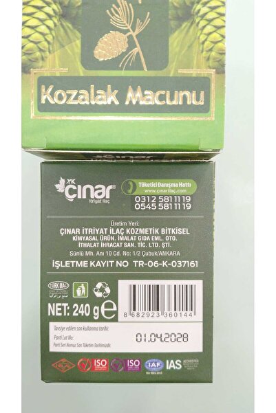 YK Çınar Kozalak Macunu, Bitkisel Karışımlı Macun 240 Gr
