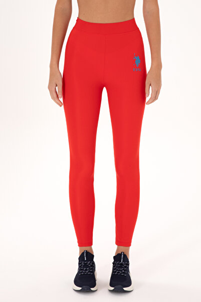 U.S. Polo Assn. Kadın Kırmızı Yüksel Bel Spor Tayt 50284055-VR030
