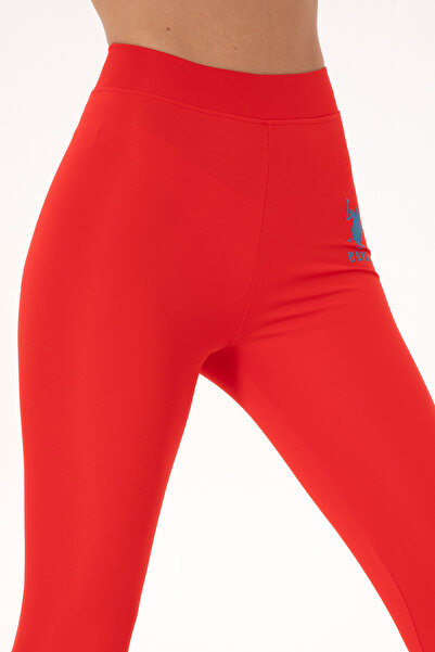 U.S. Polo Assn. Kadın Kırmızı Yüksel Bel Spor Tayt 50284055-VR030