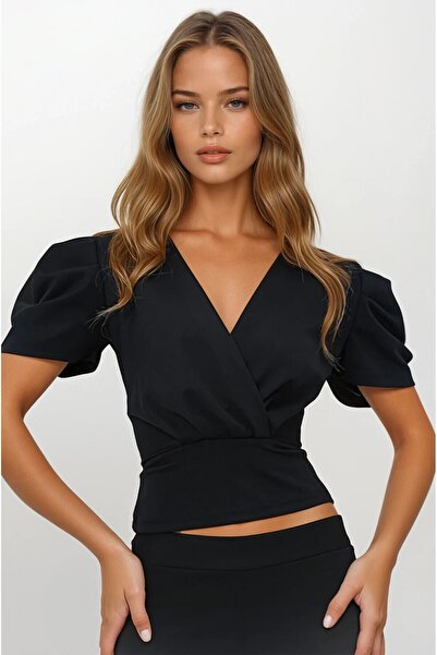 OLSAMODA BLUZĂ DE FEMEIE CU GÂRZĂ CU DUBLU, MANECĂ PRINCESS, PĂTRATĂ LA TAILĂ...