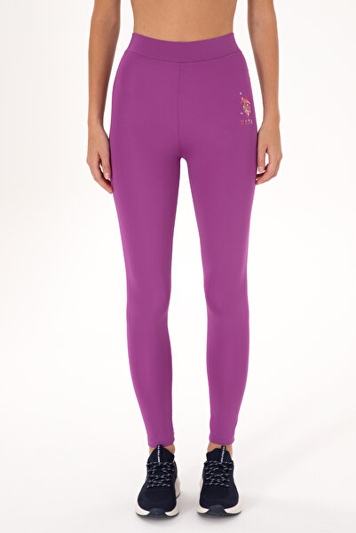 U.S. Polo Assn. Kadın Mor Yüksek Bel Spor Tayt 50284055-VR038