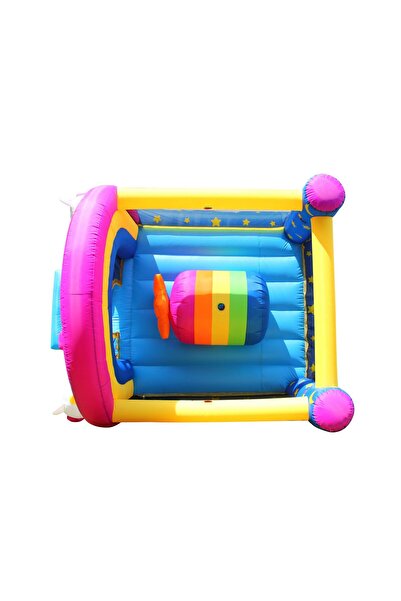 Happy Hop Fantasy Unicorn inflatable mattress with slide, jumping area and 6 cushions with lights and sounds