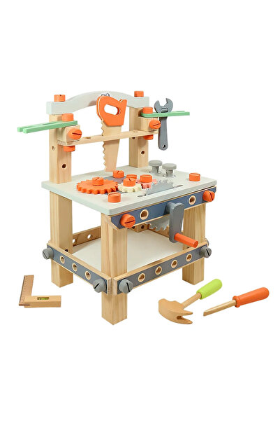 Toyska Banc de scule din lemn pentru copii cu accesorii, 63 piese, multicolor