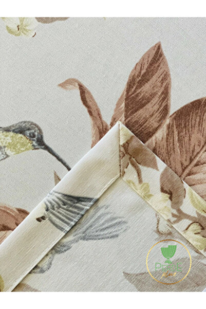 Perdeplus Διακοσμητικό λουλουδάτο τραπεζομάντιλο με σχέδιο κολίβριο, τραπεζομάντιλο