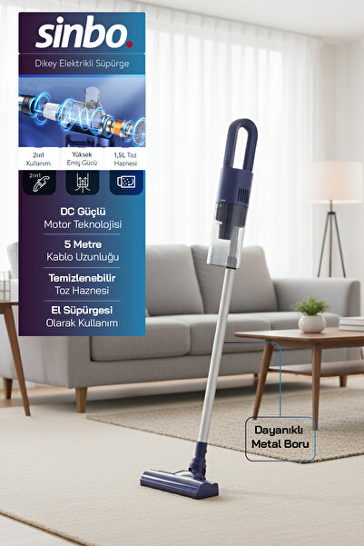 Sinbo SVC-8628 Kablolu Dikey Elektrikli Süpürge - Mavi