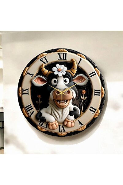 AA Shop Renkli Baskı İnek Çocuk Desenli Sayılı Yılbaşı Hediyelik Ahşap Sessiz...