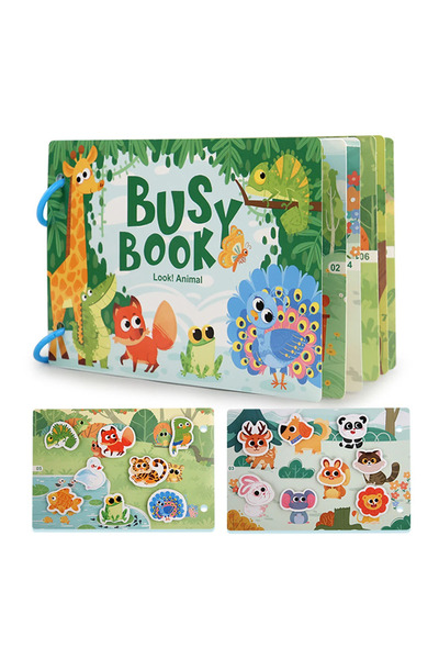 Toyska Carte educativa cu stickere reutilizabile Busy Book - Animale, 10 acti...