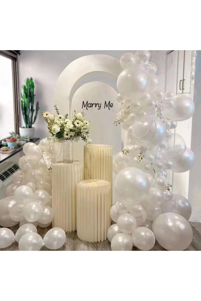 Toyska Latex Balloons for Arch, Set of 120 Balloons, Baptism Model, 23 cm, White