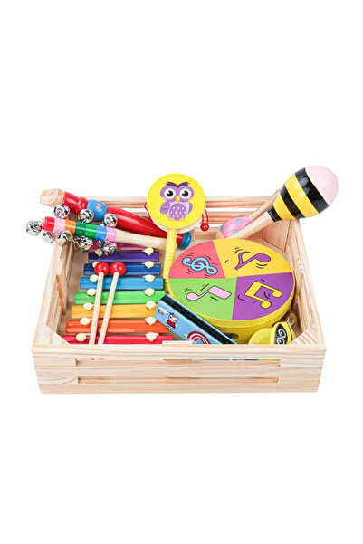 Toyska Set 9 Instrumente muzicale educative din lemn, multicolor