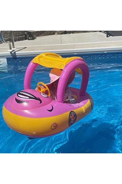 Toyska Inflatable boat with steering wheel, removable sunshade and child support, purple