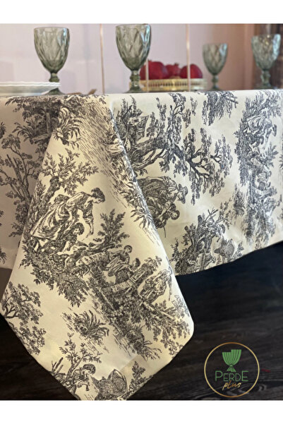 Perdeplus French Tablecloth, Vintage Pastoral Scene Pattern, Decorative Dining Table Cloth