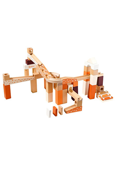 ONSHINE Set de constructie Marble Run din lemn cu bile din sticla, 60 piese, ...
