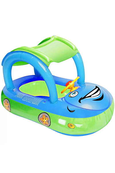 Toyska Inflatable boat with steering wheel, removable sunshade and child support, blue