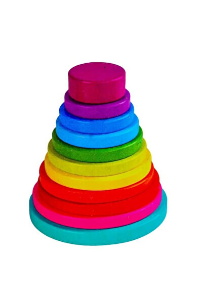 Toyska Образователна игра 2 в 1 Пирамида с дървени кръгове и Танграм