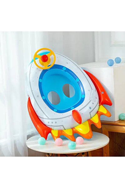 Toyska Inflatable Rocket Ring with Steering Wheel and Stand for Children, Multicolor