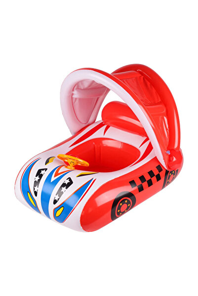 Toyska Inflatable boat with steering wheel, removable sunshade and child support, red