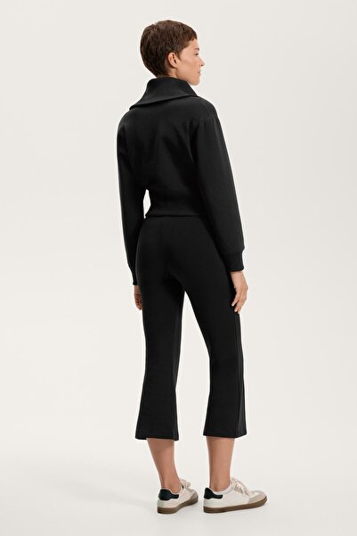 Oysho Pamuk karışımlı nervürlü flare kapri pantolon