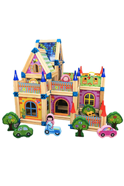 Beilaluna Set de constructie din lemn Micul Arhitect, 128 piese, multicolor