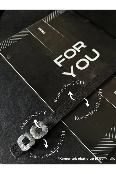 Fiori Dörtgen Uzun Gümüş Tokalı Ince Kadın Kemeri, Ceket Kemeri, Gömlek Kemer...