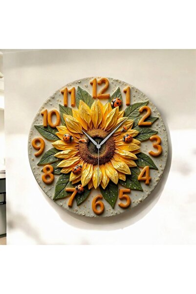 AA Shop Renkli Baskı Ayçiçek Desenli Sayılı Yılbaşı Hediyelik Ahşap Sessiz Ta...