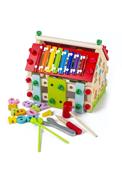 Toyska Multifunctional Montessori 4 in 1 wooden house, 23x16 cm