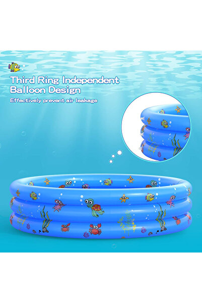 Toyska Inflatable pool with soft floor for children, 130x35 cm, blue
