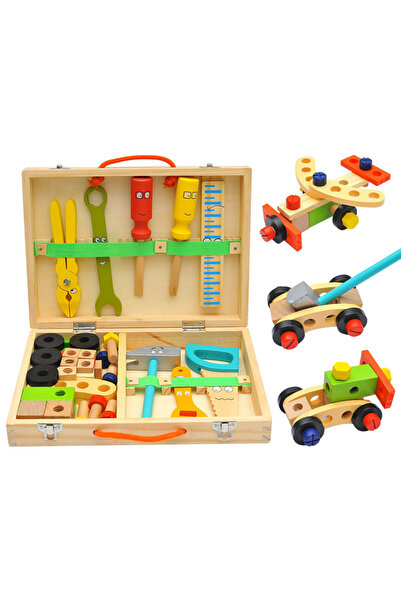 Toyska Trusa de scule din lemn Montessori, 35 piese, multicolor