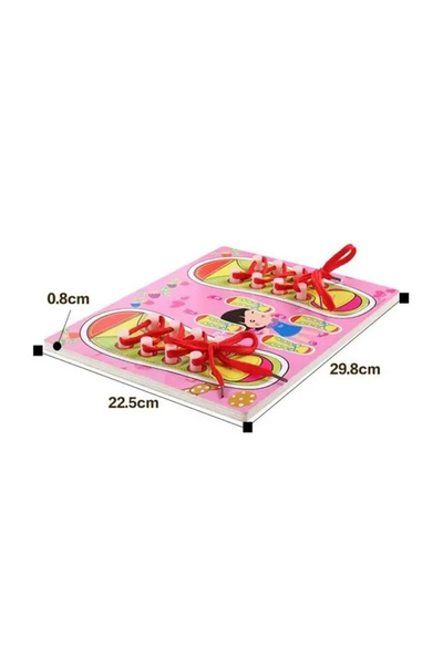 Toyska Montessori wooden game and puzzle Learn to tie shoelaces, pink