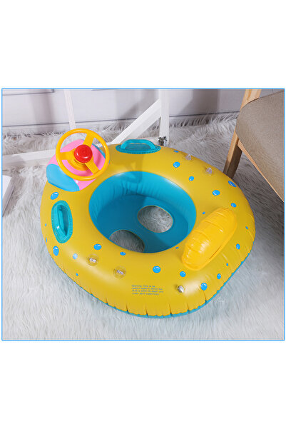 Toyska Summer Sea inflatable ring with steering wheel, roof and support for children, Barcuta model