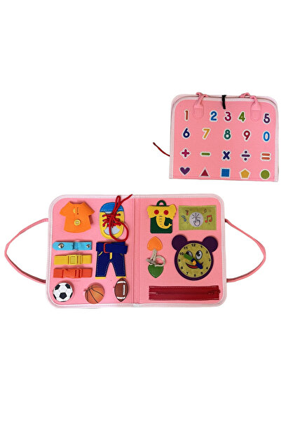 Toyska Sensory bag book with busy board activities, pink