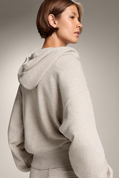 Oysho Wide-sleeve hooded jacket with cotton