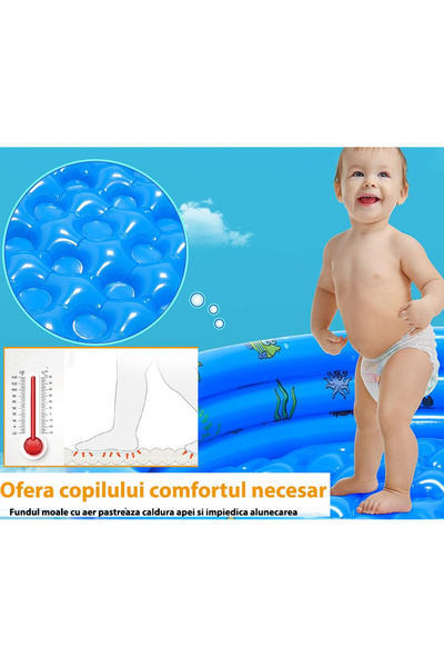 Toyska Inflatable pool with soft floor for children with 50 colored balls included, 100x35 cm, blue